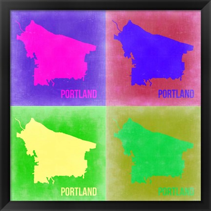 Framed Portland Pop Art Map 2 Print