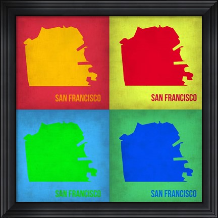 Framed San Francisco Pop Art Map 1 Print
