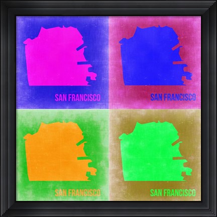 Framed San Francisco Pop Art Map 2 Print