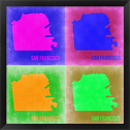 Framed San Francisco Pop Art Map 2 Print