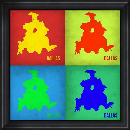 Framed Dallas Pop Art Map 1 Print
