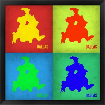 Framed Dallas Pop Art Map 1 Print
