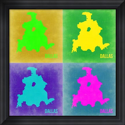 Framed Dallas Pop Art Map 2 Print