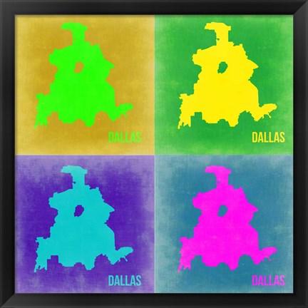 Framed Dallas Pop Art Map 2 Print