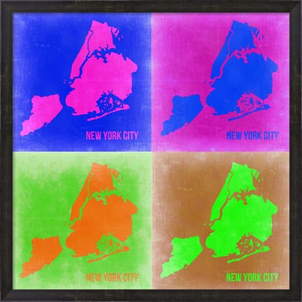 Framed New York Pop Art Map 2 Print