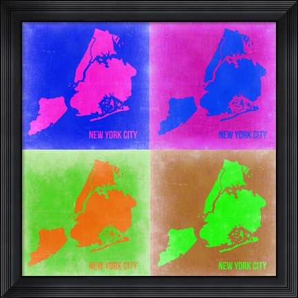 Framed New York Pop Art Map 2 Print