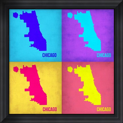 Framed Chicago Pop Art Map 1 Print