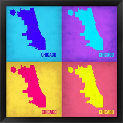 Framed Chicago Pop Art Map 1 Print