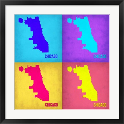 Framed Chicago Pop Art Map 1 Print