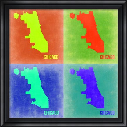 Framed Chicago Pop Art Map 2 Print