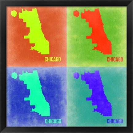 Framed Chicago Pop Art Map 2 Print