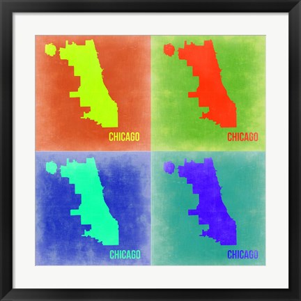 Framed Chicago Pop Art Map 2 Print