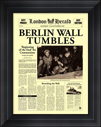 Framed Berlin Wall Tumbles Print