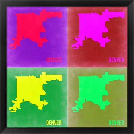 Framed Denver DC Pop Art Map 2 Print