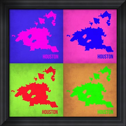 Framed Houston Pop Art Map 1 Print