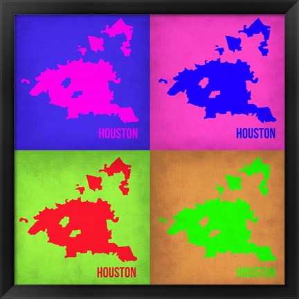 Framed Houston Pop Art Map 1 Print