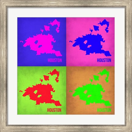Framed Houston Pop Art Map 1 Print