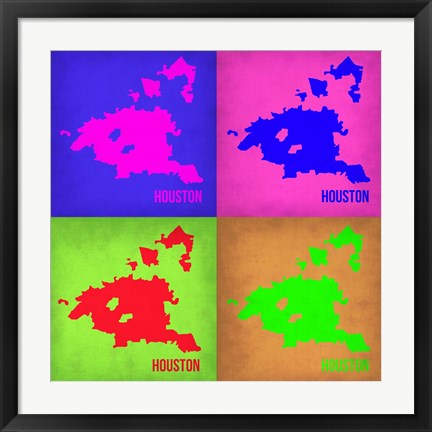 Framed Houston Pop Art Map 1 Print