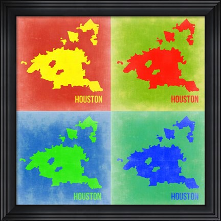 Framed Houston Pop Art Map 2 Print