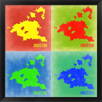 Framed Houston Pop Art Map 2 Print