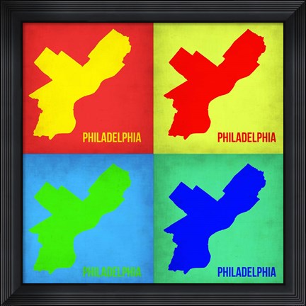 Framed Philadelphia Pop Art Map 1 Print