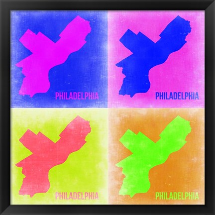 Framed Philadelphia Pop Art Map 1 Print