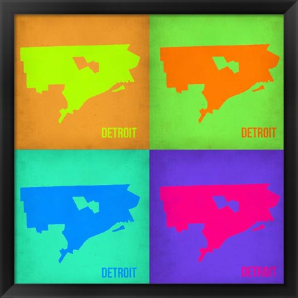 Framed Detroit Pop Art Map 1 Print