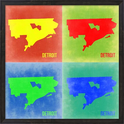 Framed Detroit Pop Art Map 2 Print