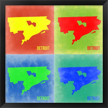 Framed Detroit Pop Art Map 2 Print