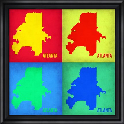 Framed Atlanta Pop Art Map 1 Print