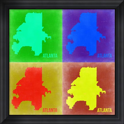 Framed Atlanta Pop Art Map 2 Print