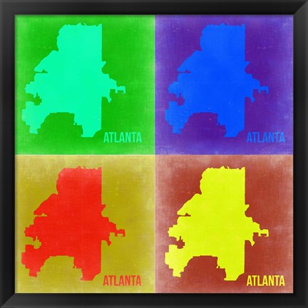 Framed Atlanta Pop Art Map 2 Print