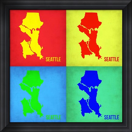 Framed Seattle Pop Art Map 1 Print