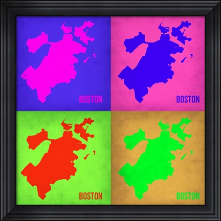 Framed Boston Pop Art Map 1 Print