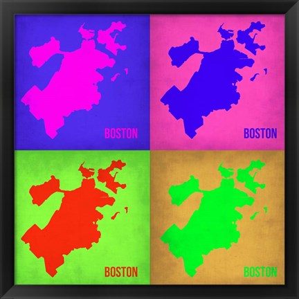 Framed Boston Pop Art Map 1 Print