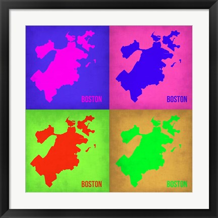 Framed Boston Pop Art Map 1 Print