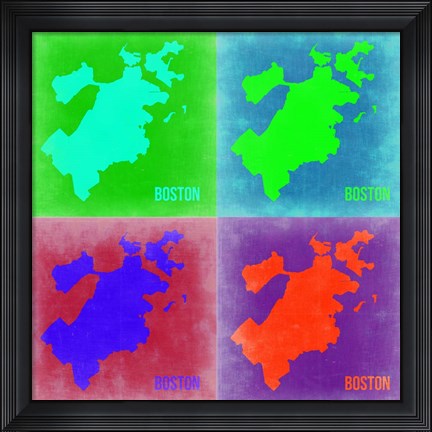 Framed Boston Pop Art Map 2 Print