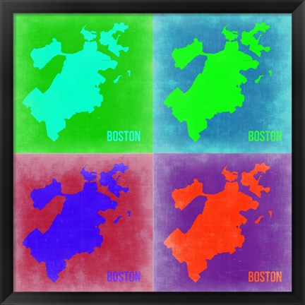 Framed Boston Pop Art Map 2 Print