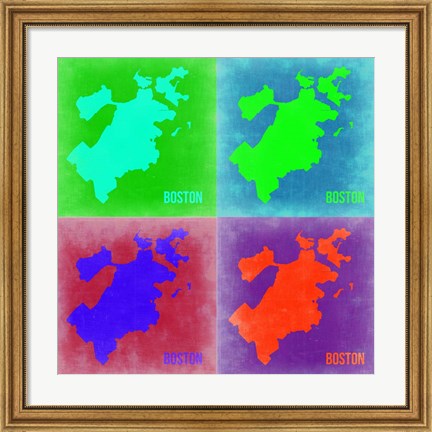Framed Boston Pop Art Map 2 Print