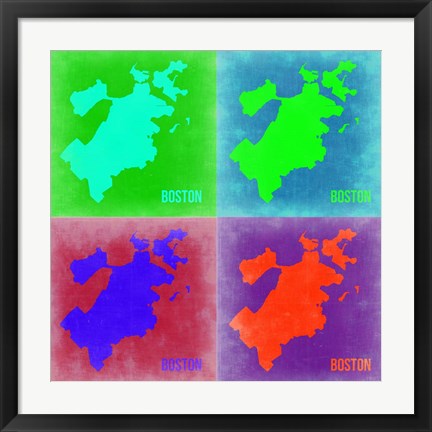 Framed Boston Pop Art Map 2 Print