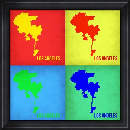 Framed Los Angeles Pop Art Map 1 Print