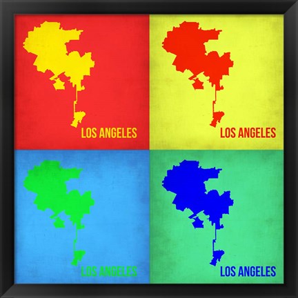 Framed Los Angeles Pop Art Map 1 Print