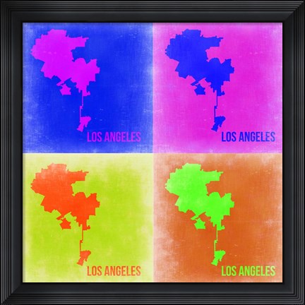 Framed Los Angeles Pop Art Map 2 Print