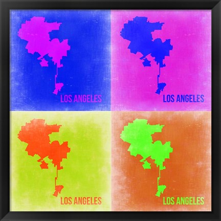 Framed Los Angeles Pop Art Map 2 Print