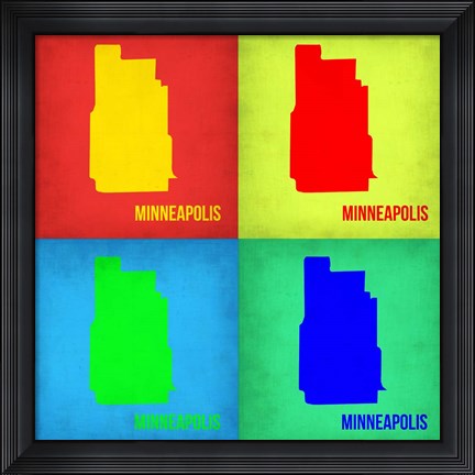 Framed Minneapolis Pop Art Map 1 Print