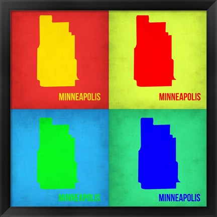 Framed Minneapolis Pop Art Map 1 Print