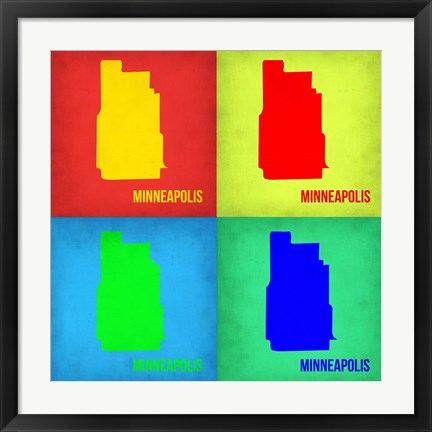 Framed Minneapolis Pop Art Map 1 Print