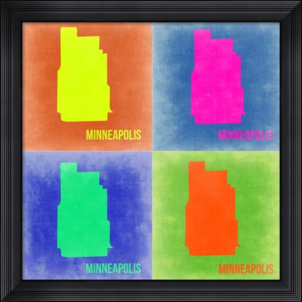 Framed Minneapolis Pop Art Map 2 Print