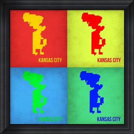 Framed KansasCity Pop Art Map 1 Print