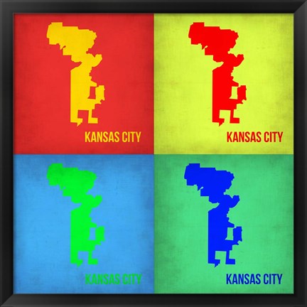 Framed KansasCity Pop Art Map 1 Print